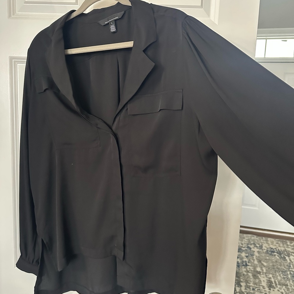 WHBM Elegant Black Women's Blouse - Large